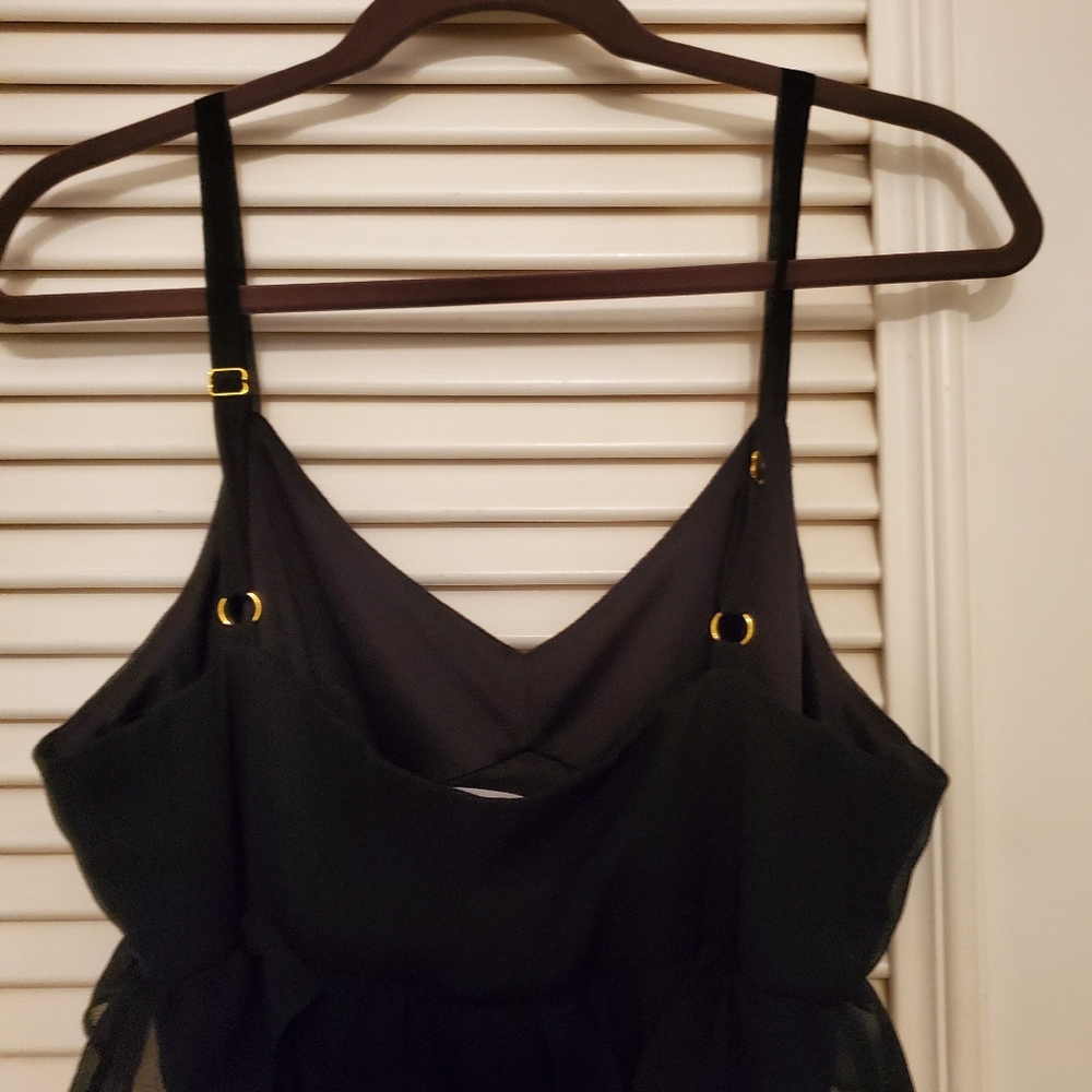 CALVIN KLINE BLACK RUFFLE DRESS - Picture 4 of 7